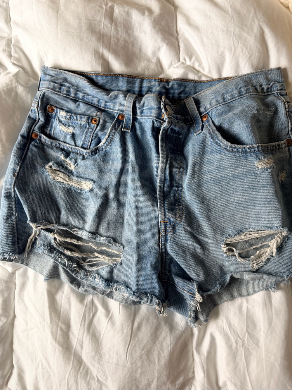 Levi's Light Blue Distressed Cutoff Denim Shorts